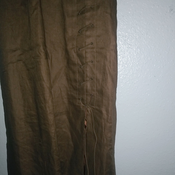 Gillian for Neiman-Marcus 14 Linen Halter Midi Shift Dress in Caramel - Picture 5 of 10